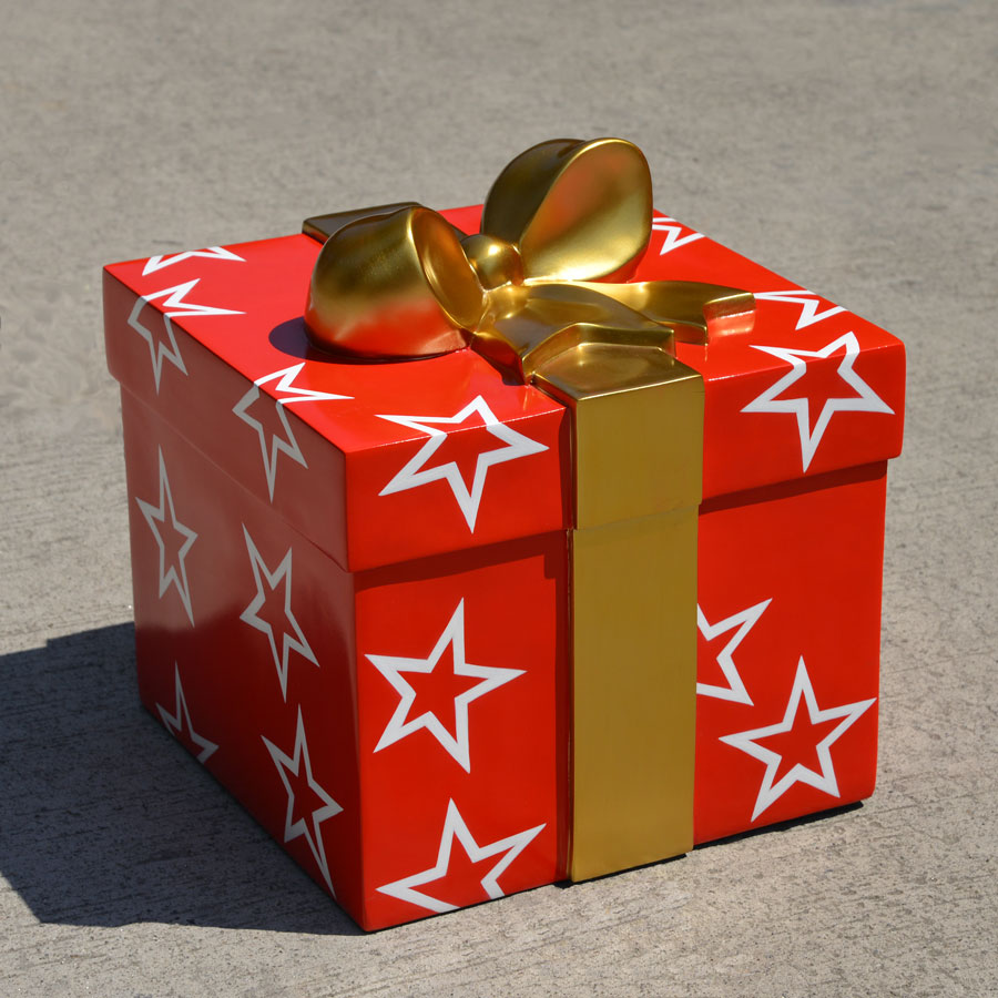 Red gift box with stars